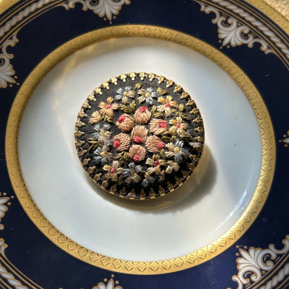 Vintage Petit Point Floral Brooch